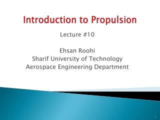 Introduction to Propulsion