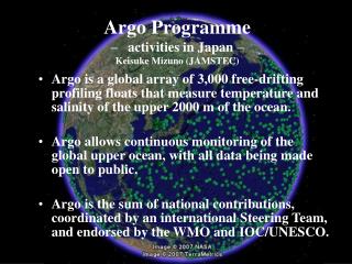 Argo Programme – activities in Japan – Keisuke Mizuno (JAMSTEC)