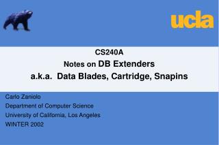 CS240A Notes on DB Extenders a.k.a. Data Blades, Cartridge, Snapins