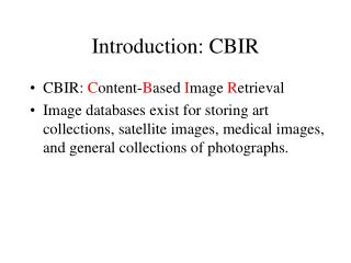 Introduction: CBIR