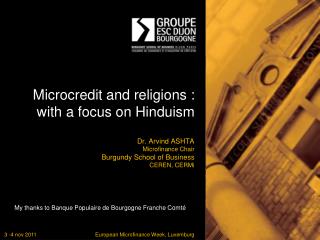 Microcredit and religions : with a focus on Hinduism