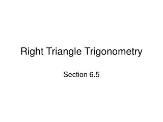 Right Triangle Trigonometry