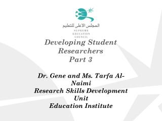 Developing Student Researchers Part 3