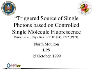 Norm Moulton LPS 15 October, 1999