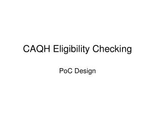 CAQH Eligibility Checking