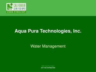 Aqua Pura Technologies, Inc.