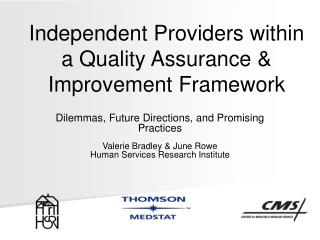 Independent Providers within a Quality Assurance &amp; Improvement Framework