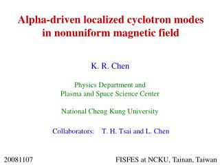Alpha-driven localized cyclotron modes in nonuniform magnetic field
