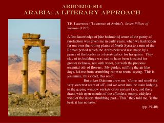 ARBC0210-s14 Arabia: A Literary Approach