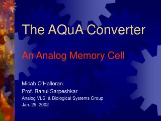 The AQuA Converter An Analog Memory Cell