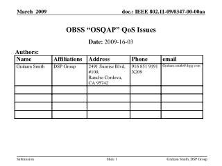 OBSS “OSQAP” QoS Issues