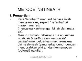 METODE INSTINBATH