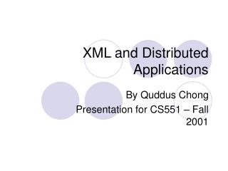 XML and Distributed Applications