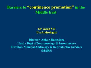 Barriers to “continence promotion” in the Middle East