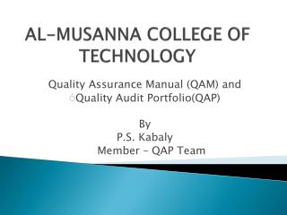 AL-MUSANNA COLLEGE OF TECHNOLOGY