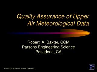 Quality Assurance of Upper Air Meteorological Data