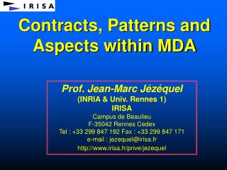 Contracts, Patterns and Aspects within MDA