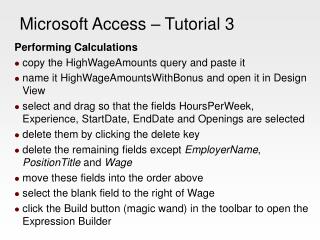 Microsoft Access – Tutorial 3