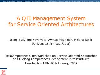 A QTI Management System for Service Oriented Architectures