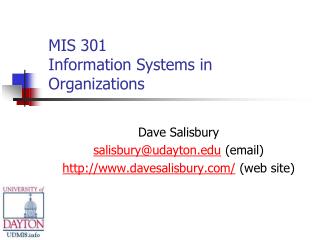 MIS 301 Information Systems in Organizations