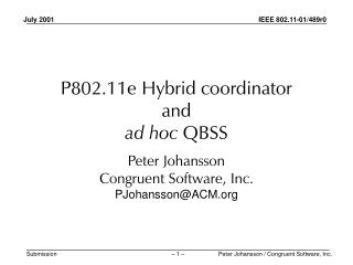 P802.11e Hybrid coordinator and ad hoc QBSS