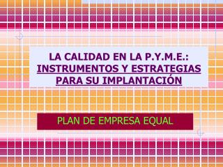 LA CALIDAD EN LA P.Y.M.E.: INSTRUMENTOS Y ESTRATEGIAS PARA SU IMPLANTACIÓN