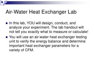 Air-Water Heat Exchanger Lab
