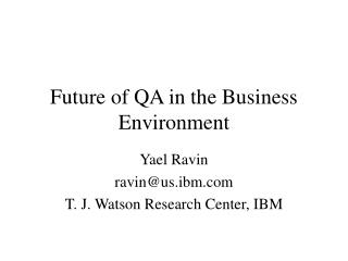 Future of QA in the Business Environment