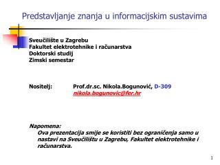 Predstavljanje znanja u informacijskim sustavima