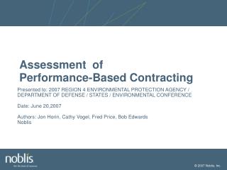 Assessment of Performance-Based Contracting