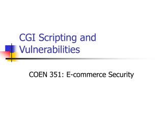 CGI Scripting and Vulnerabilities