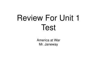 Review For Unit 1 Test