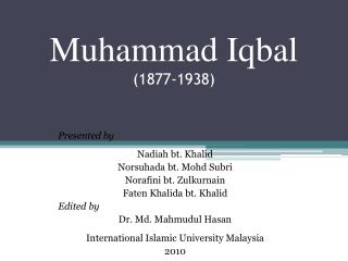 Muhammad Iqbal (1877-1938)