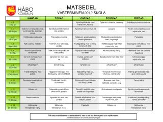 MATSEDEL VÅRTERMINEN 2012 SKOLA