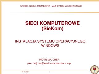 SIECI KOMPUTEROWE (SieKom)