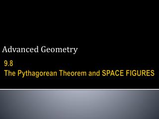 9.8 The Pythagorean Theorem and SPACE FIGURES