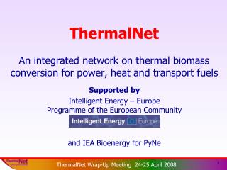 ThermalNet An integrated network on thermal biomass conversion for power, heat and transport fuels