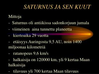 SATURNUS JA SEN KUUT