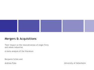 Mergers &amp; Acquisitions