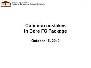Common mistakes in Core FC Package