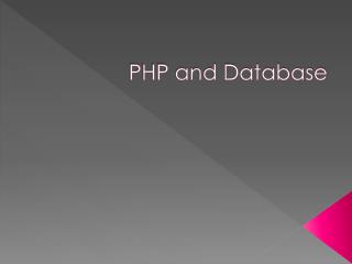 PHP and Database