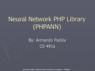 Neural Network PHP Library (PHPANN)