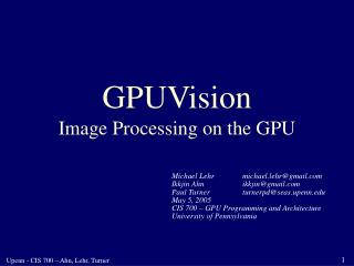 GPUVision Image Processing on the GPU