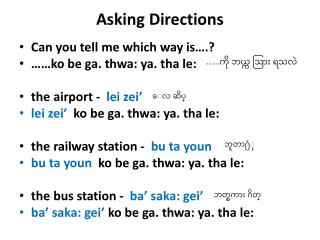 Asking Directions