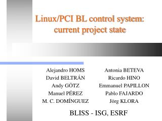 Linux/PCI BL control system : current project state
