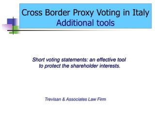 Cross Border Proxy Voting in Italy Additional tools