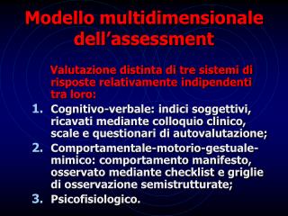 Modello multidimensionale dell’assessment