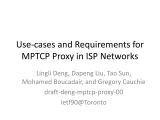 Use-cases and Requirements for MPTCP Proxy in ISP Networks