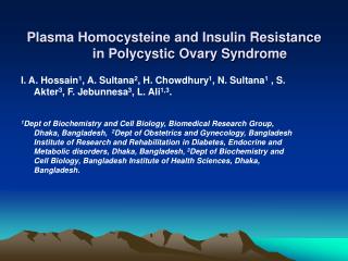 Plasma Homocysteine and Insulin Resistance in Polycystic Ovary Syndrome