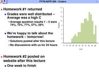 Homework #1 returned Grades were well distributed – Average was a high C